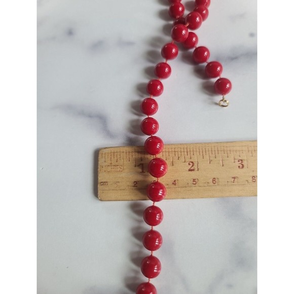 Vintage Cherry Red Plastic Beaded Necklace - Picture 7 of 9